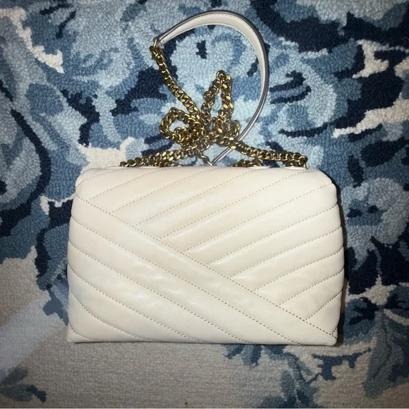 Tory Burch Small Cream Kira Chevron Leather Shoulder Bag - Picture 6 of 16